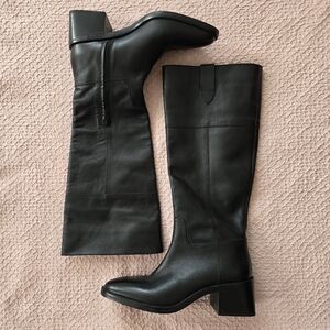 Zara Women's Leather Mid-heel Black Boots Size 41
